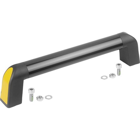 KIPP Tubular Handle Bighand, A=350, L=383, 4 Aluminum Black Grey Powder-Coated, Comp: Plastic, Black ,  K1445.35016